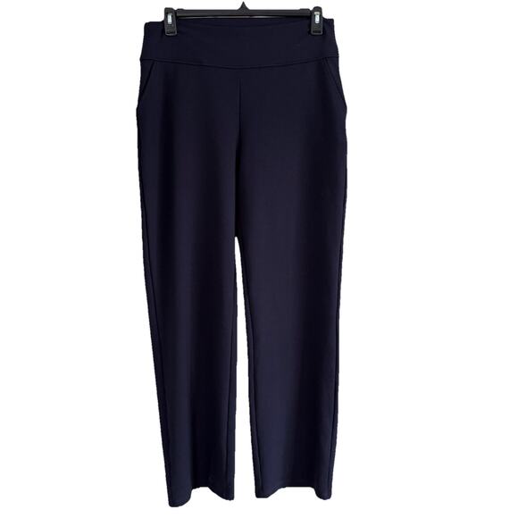 Saint + Sophia Putney Pull On Pants Size 12 Navy Blue Relaxed Straight Pockets - Picture 3 of 16